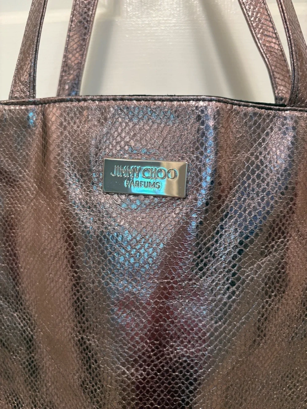 Jimmy Choo Parfums Metallic Brown and Black Tote Bag - Women's Shoulder Bag EUC